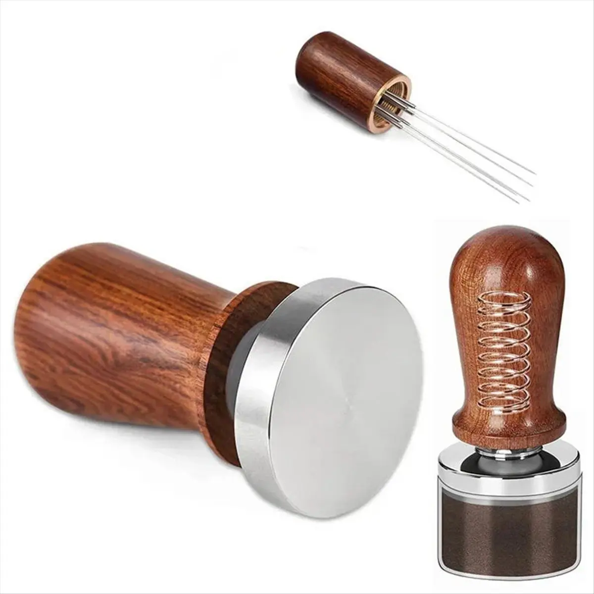 REST Coffee Tamper 51mm Set Espresso Tamper 51mm Coffee Tamper 51 with Spring Loaded Stainless Steel Tampers 51mm