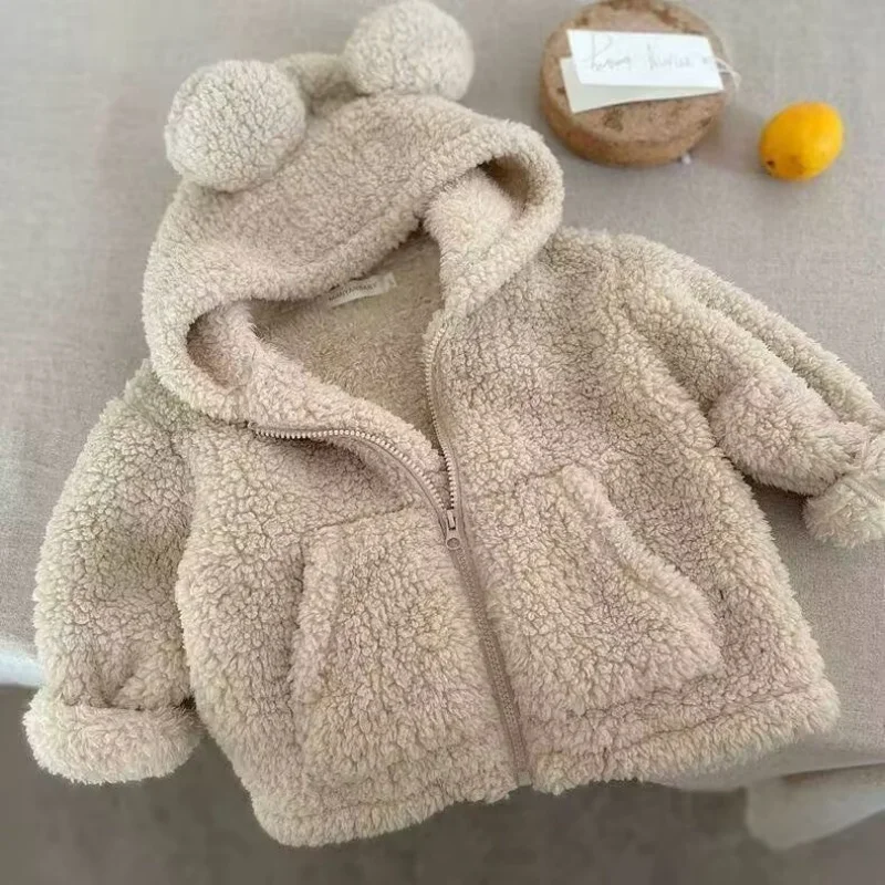 18M-5-7T Korean girls' coat new warm children's autumn and winter cute hooded thermal top girl's coat