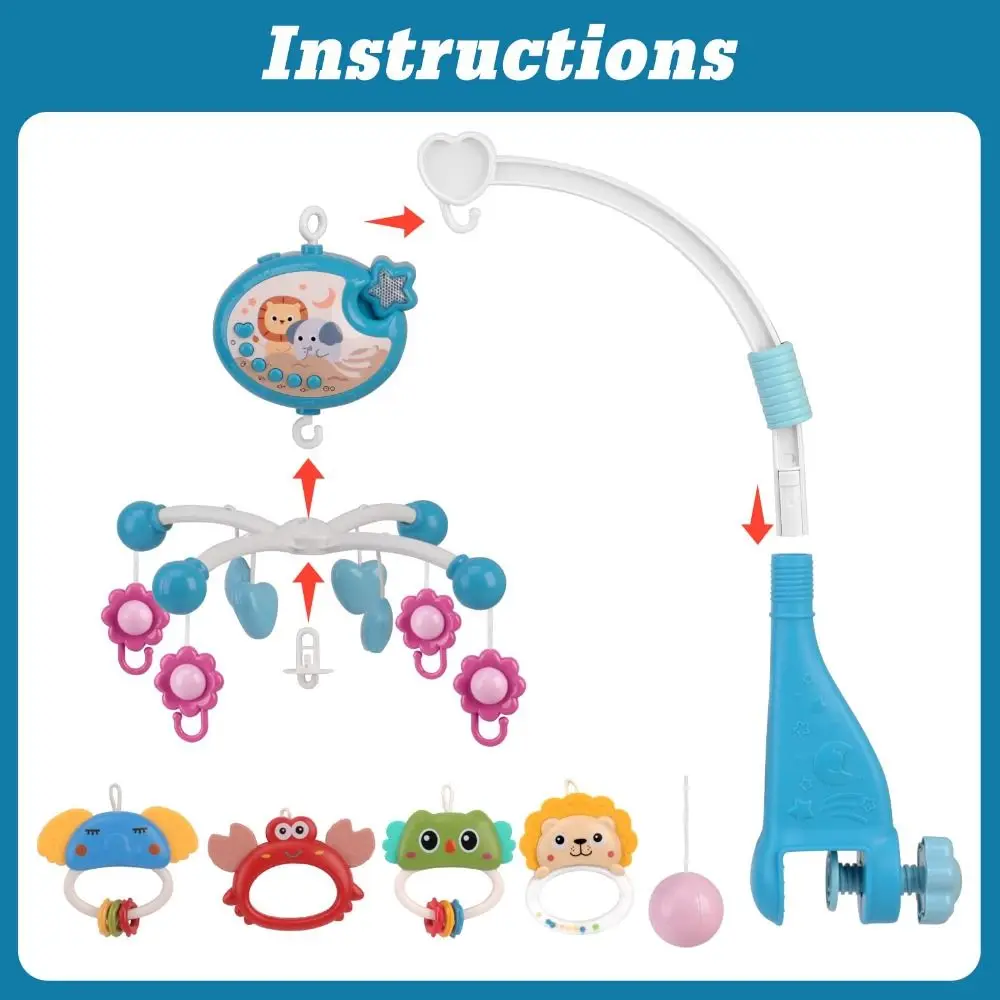 Material Safety Music Baby Crib Projection Rattle Lights Hanging Crib Mobile Calming Portable Baby Mobile 0-1 Year