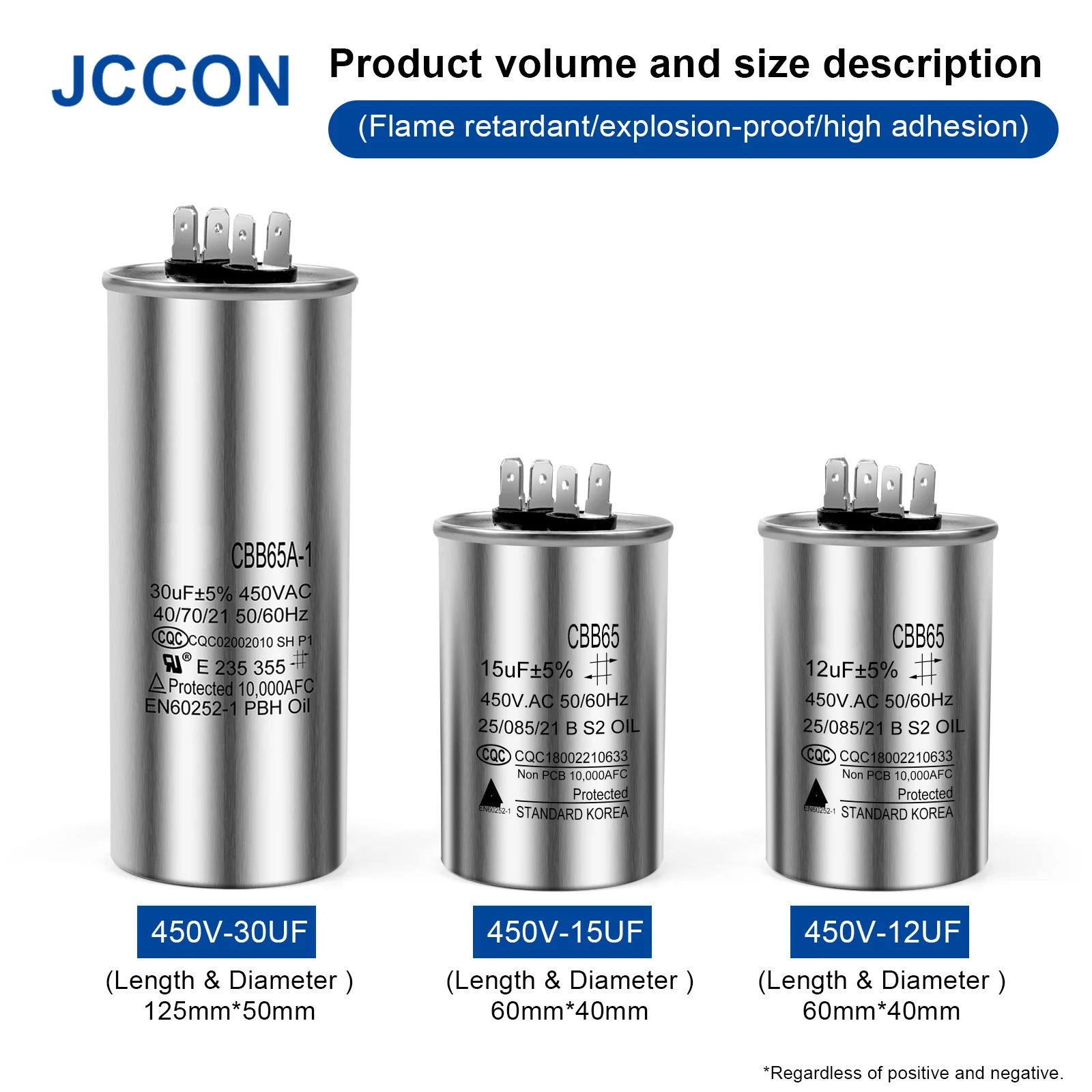 2Pcs CBB65 Motor Capacitor Air Conditioner Compressor Start Capacitor 450V AC 5UF 6UF 15uF 20uF 25uF 30uF 35uF 40uF 45uF 50uF