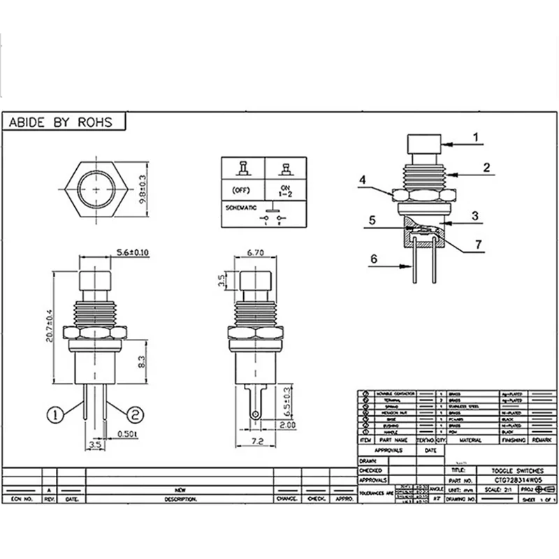 5/20/100PCS 7MM Push Button Switch Momentary PBS-110 Normally Open NO NC Press The Reset Switch ON OFF Micro Switch