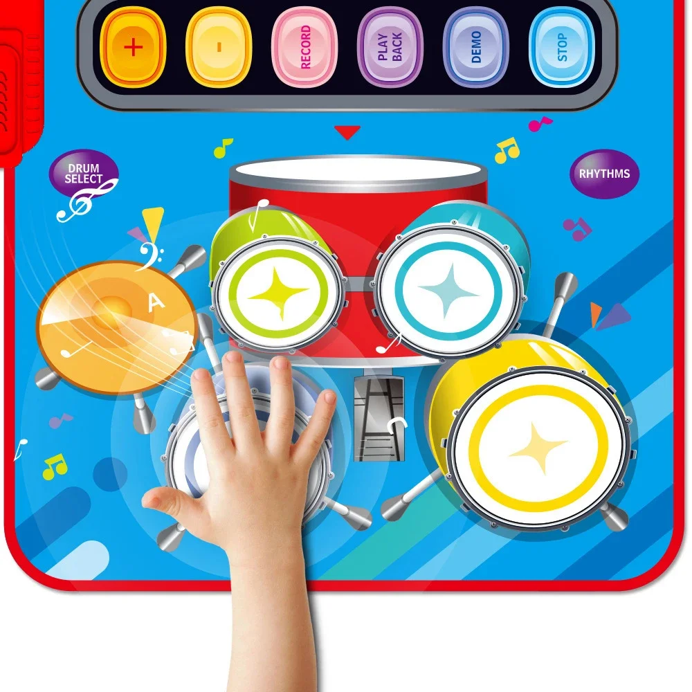 Couverture de musique à tambour 2 en 1, tactile et cuir Ssge, imperméable, éducative précoce, tapis de Piano, jouet pour bébé