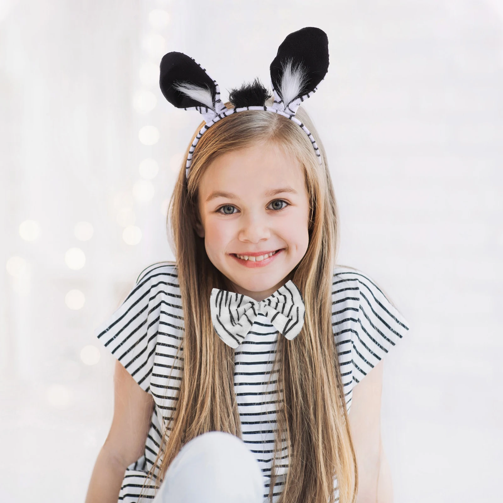 ชุดเครื่องประดับศีรษะม้าลาย ชุดคอสเพลย์สัตว์ สำหรับงานปาร์ตี้ธีมป่า ที่คาดผมหูสัตว์ อุปกรณ์ตกแต่ง ฮาโลวีน