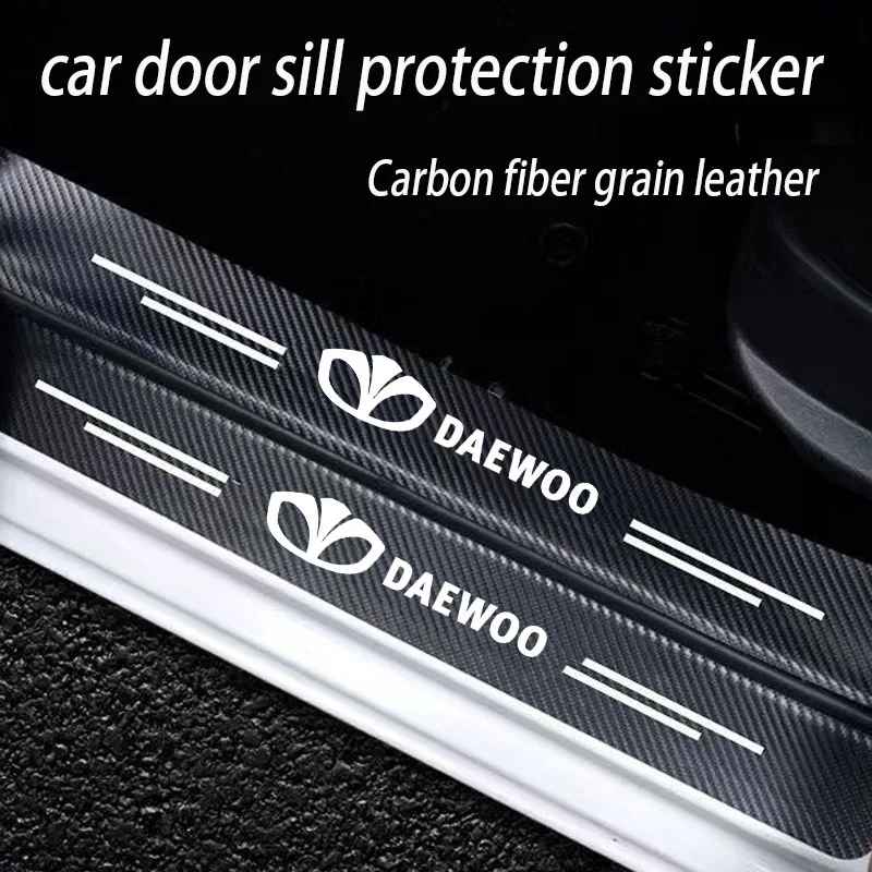 Car Carbon Sill Plate Protector Stickers For Daewoo Kalos Lanos Nexia Matiz Nubira Espero Gentra T250 Aveo Damas LABO Accessorie