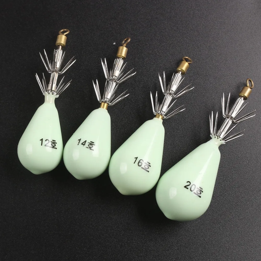Luminous Squid Jig Lure Lead Weighted Octopus Hook Double Layer 10 Pins Bionic Egi Cuttlefish Sea Fishing Tackle