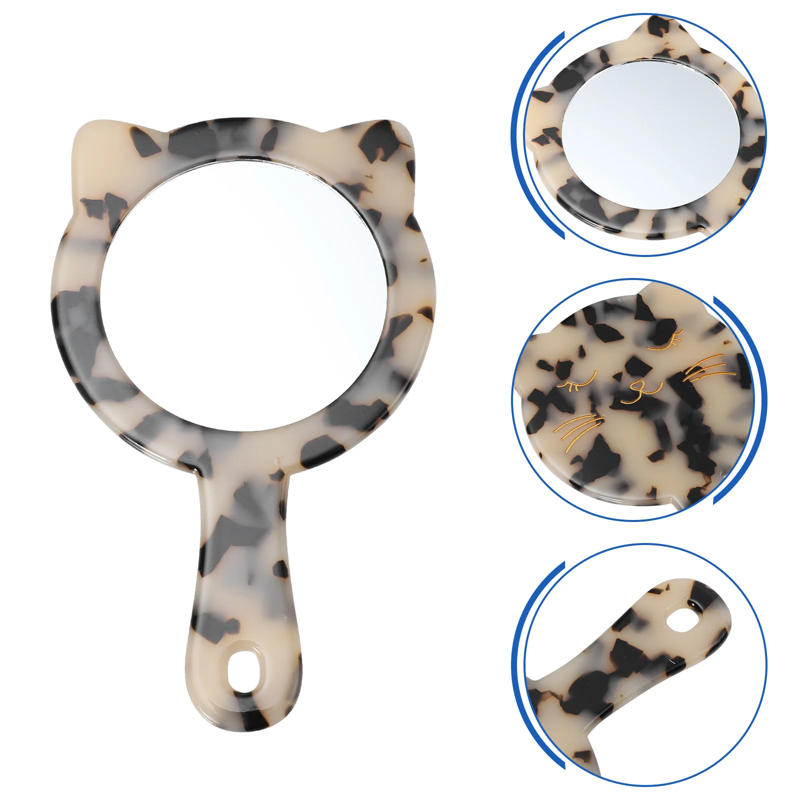 قطعة واحدة من مرآة مكياج جميلة محمولة ومتينة، حجم صغير، تصميم مريح، إكسسوار تجميل للنساء