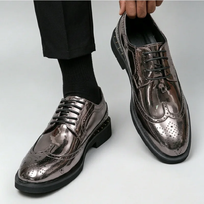 Classic Men Brogue Leather Shoes Multi-color British-style Casual Lace-up Thick-soled Durable Fashion Oxford Shoes Sizes 38-46