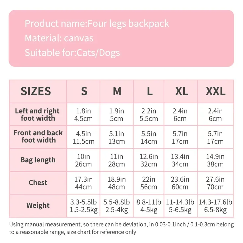 Double Shoulder Breathable Travelling Portable Out Chest Four Feet Backpack Dog Bag Cat Bag