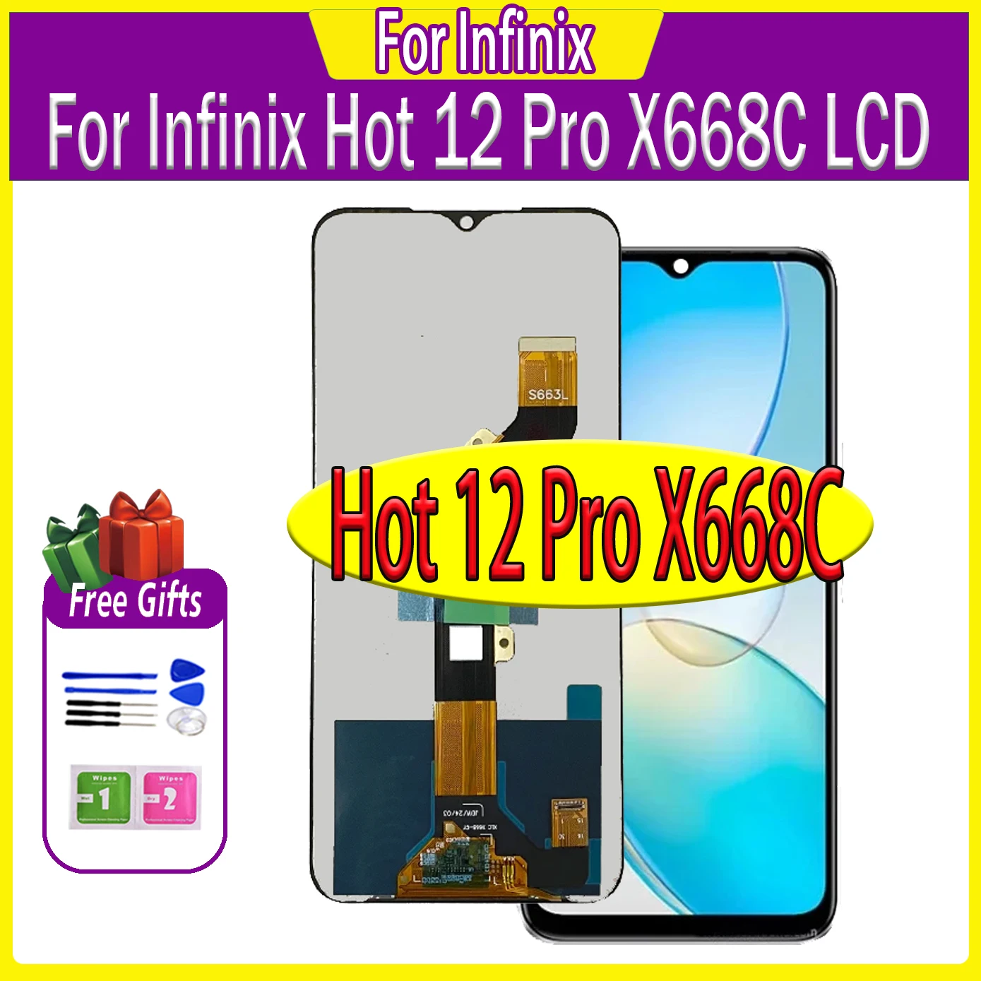 6.6 High Quality For Infinix Hot 12 Pro X668C LCD Display Touch Screen For Infinix Hot12 Pro 12Pro Display Digitizer Assembly