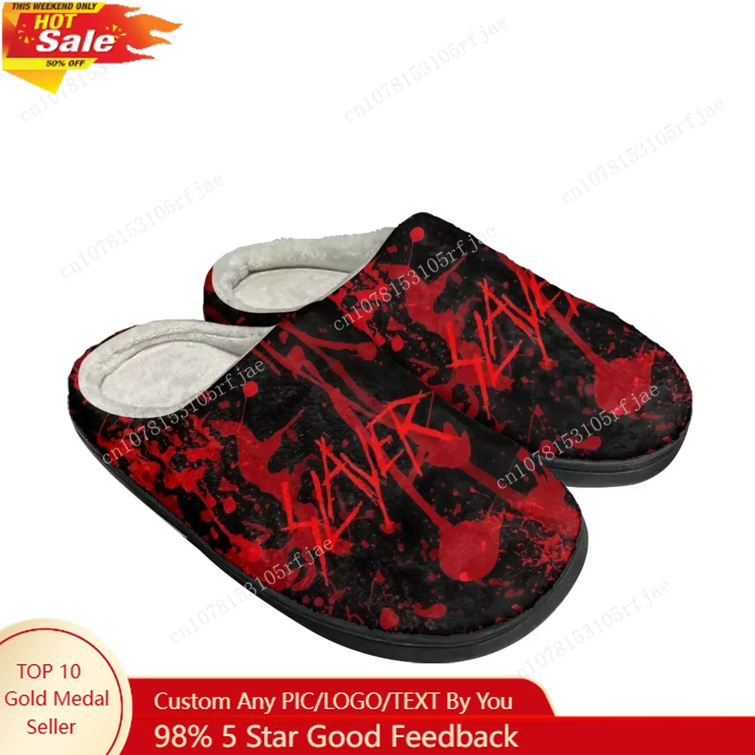 

Slayer Heavy Metal Rock Band Home Cotton Custom Slippers Mens Womens Sandals Plush Bedroom Casual Keep Warm Shoe Thermal Slipper