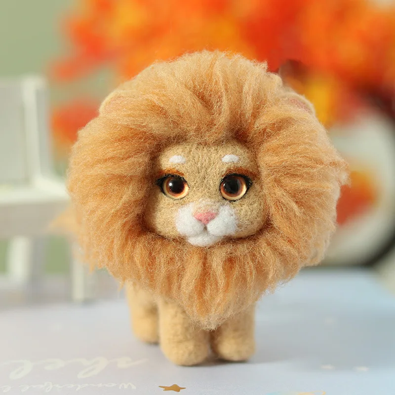 Poke Wool Felt Handmade DIY Doll Cartoon Cute Ins Little Lion Material Kit Plush Toys Children Best Birthday Gifts Non-Finished