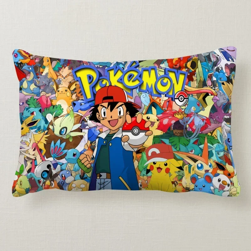 Pokemon Pikachu Plush Cushion Cover Pillowcase Decoration Rectangle 60x40cm Anime Pillowslip Cover Car for Bed Room Decor Gifts
