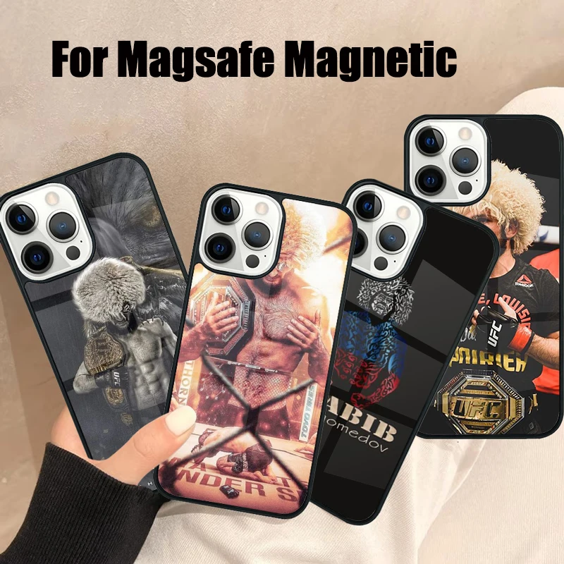 k-khabib-B n-nurmagomedov-S Magsafe Phone Case For iPhone 16 15 14 13 12 11 Pro Max Plus Mirror Wireless Magnetic Cover