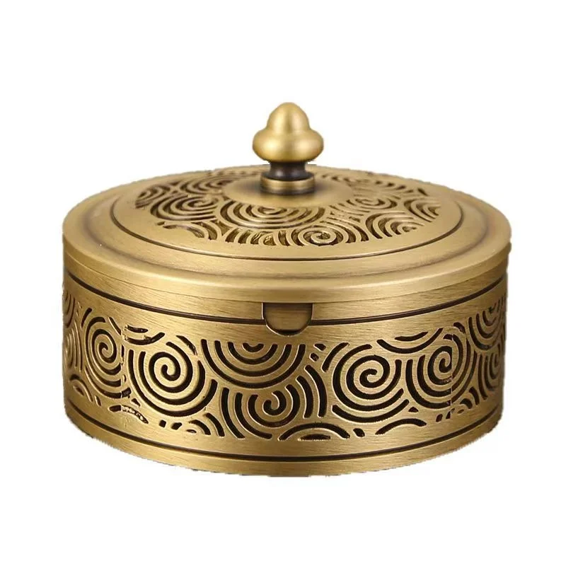 

2025 New Solid Brass Ashtray with Lid - New Chinese Style, Large Capacity Anti-Ash & Odor Proof, Stylish Home Smoke Tray