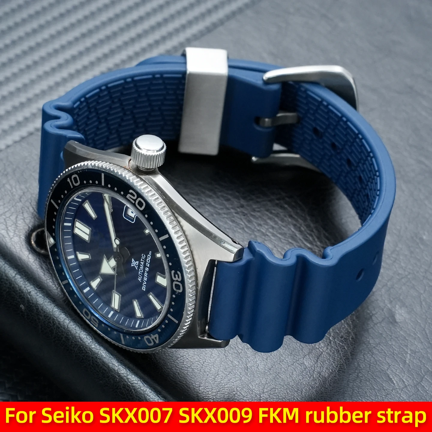 Мягкий ремешок из фторкаучука 20 мм 22 мм для часов Seiko MarineMaster SBDX001 Tuna SBBN031 SKX007 Solar Tuna SNE497, ремешок для часов из FKM-каучука