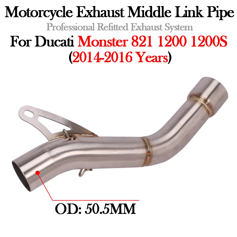 

Slip On For Ducati Monster 821 1200 1200S 2014 2015 2016 Modified 51MM Muffler Escape Moto Motorcycle Exhaust Middle Link Pipe