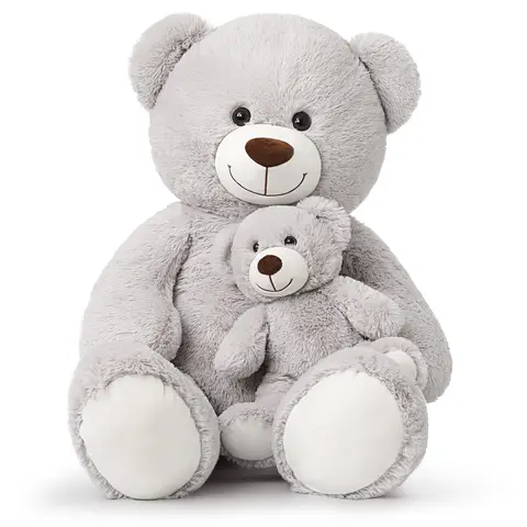 MorisMos Giant Teddy Bear Mommy and Baby Bear Soft Plush Bear Stuffed Animal for Mom and Child, 39 Inches, Gray