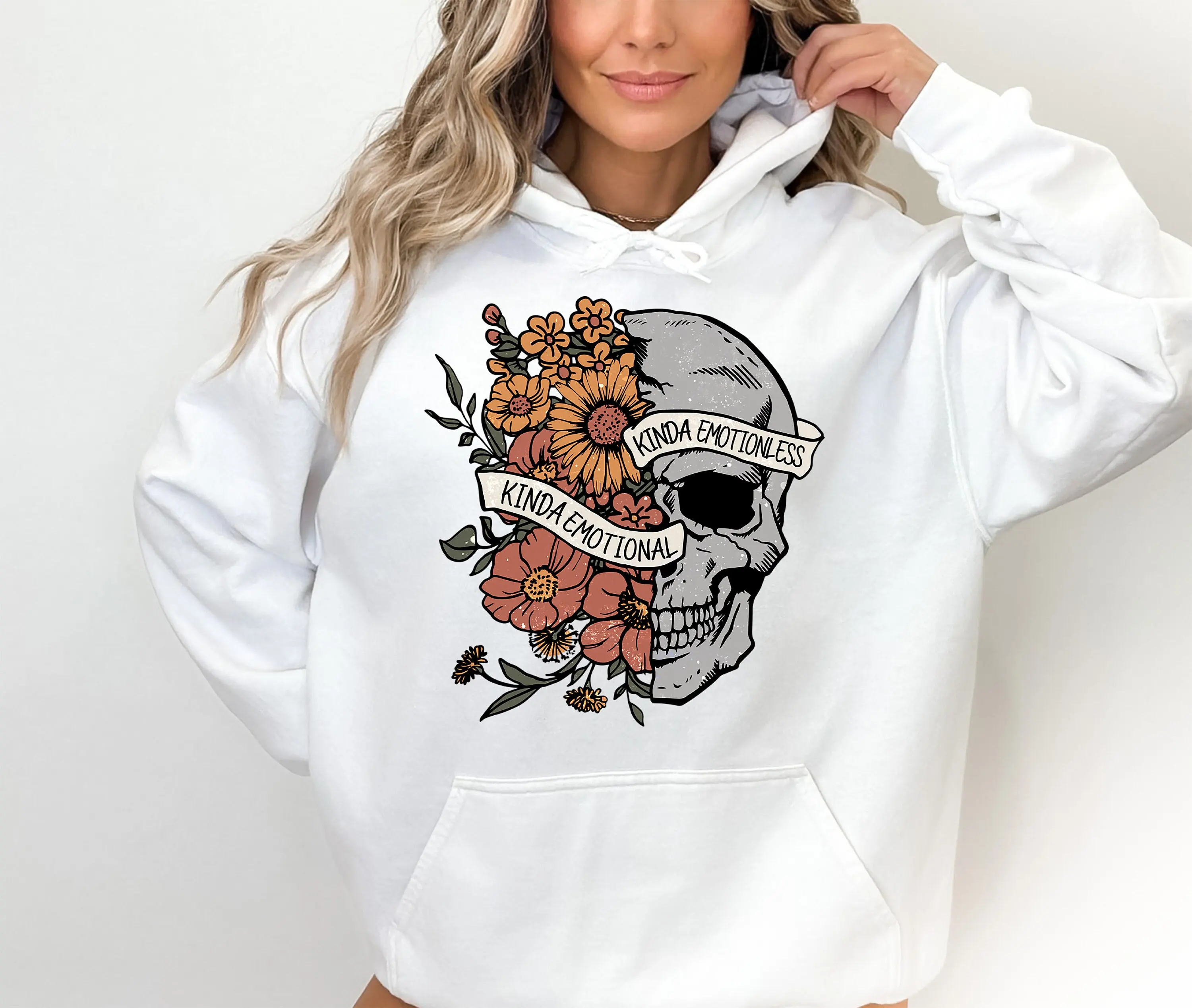 

Kinda Emotionless Kinda Emotional Hoodie Women Long Sleeve Sweatshirt Pullover Tops Unisex Autumn Winter Clothing Streetwear