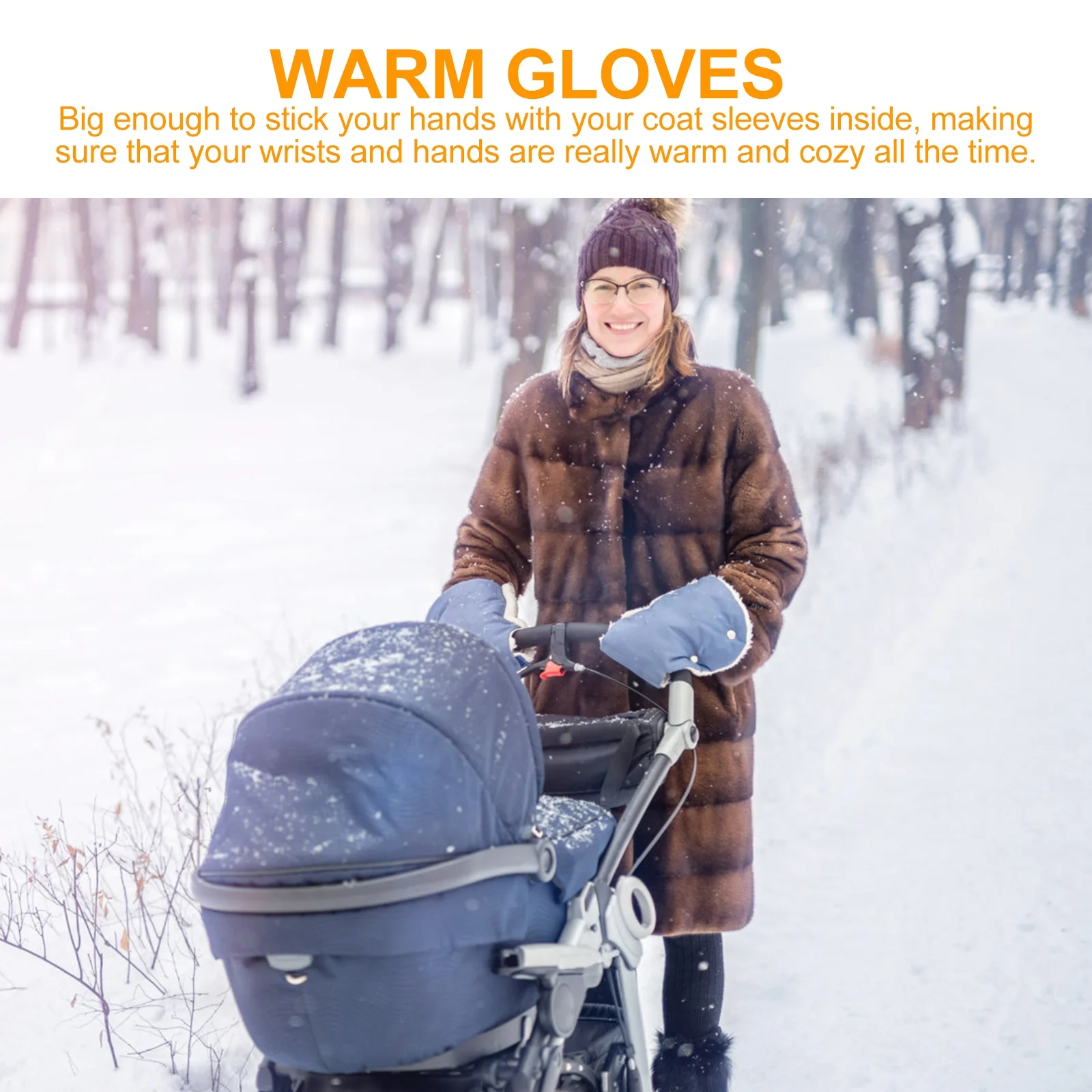 

1Pair Thickened Baby Stroller Gloves Waterproof Windproof Pushchair Hand Warmers Warm Winter Cart Gloves Stroller Hand Warmers