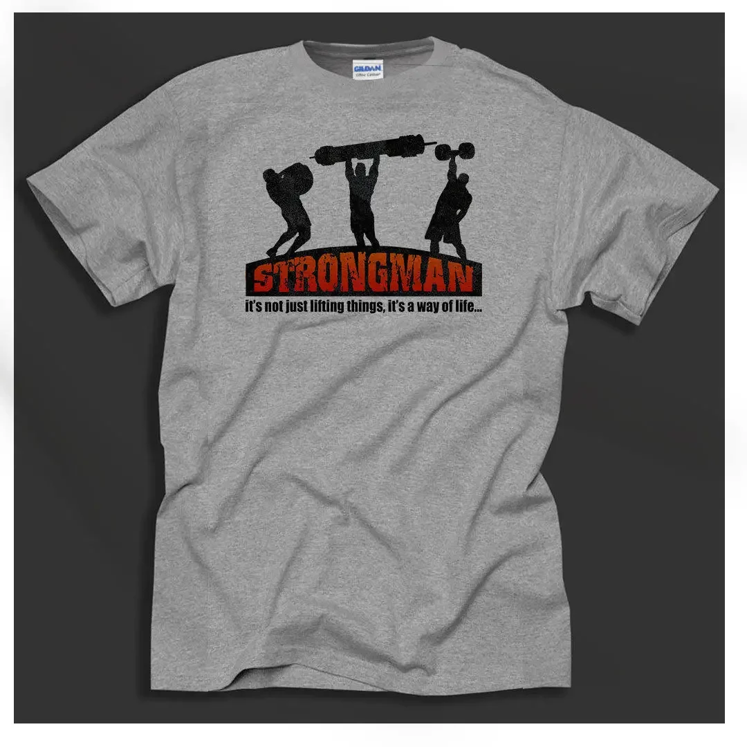 Funny Clothing Casual Short Sleeve Summer Strongman Powerlifting Trainer Workout Tee shirt Grey Tee Shirt