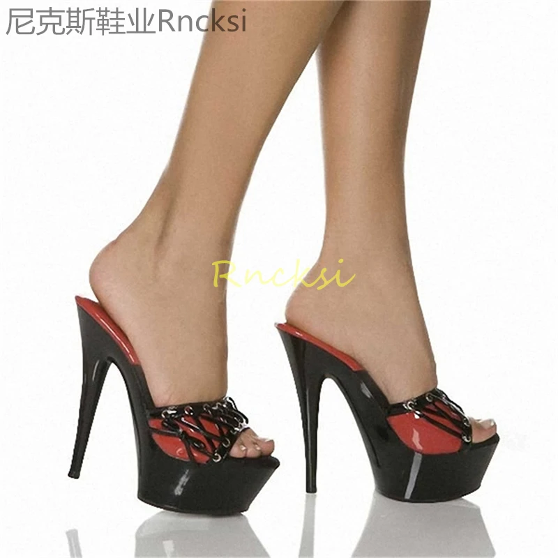 15cm High-heeled sandals and slippers women wear transparent high-heeled sandals women's new super high-heeled sandals in summer