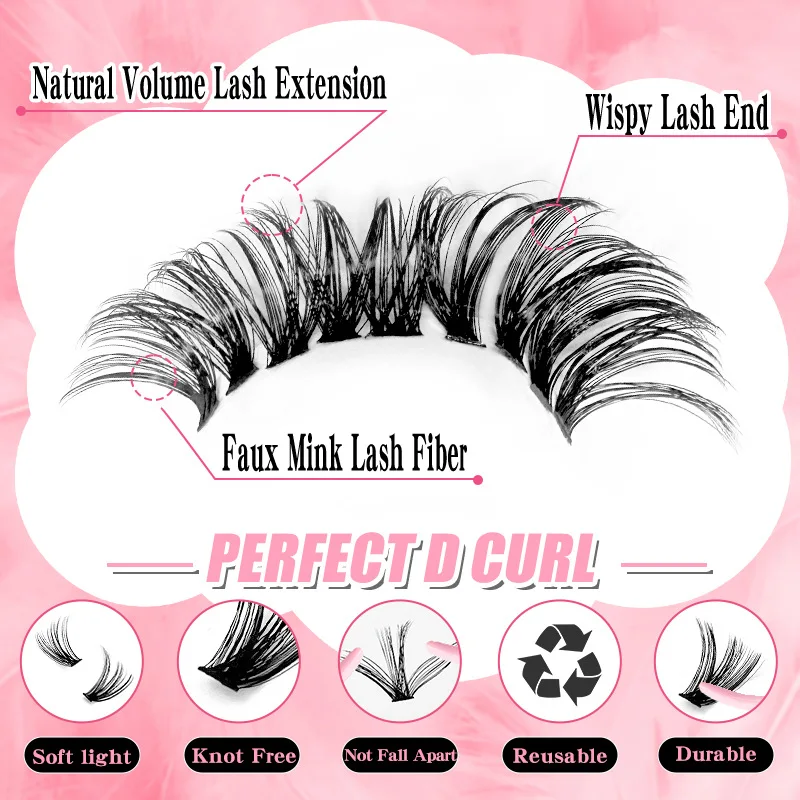 MIAOJIE まつげエクステキット ラッシュクラスター Dカール 個別まつげキット アプリケーター付き Dカール 9-16mm ミックスレングス 個別まつげ