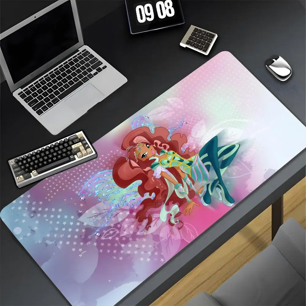 Girl Winx Catoon Clubs Mouse Pad XXL Gamer Gaming PC Computer Otaku Locking Edge DIY Customized Photo Laptop Notebook Desk Mat