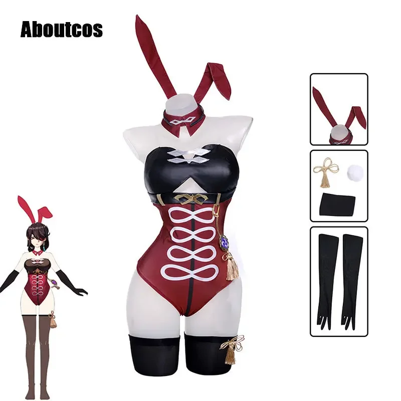 Aboutcos Beidou bunny girl costume Genshin impact Beidou bunny suit sexy women jumpsuit original cosplay costume full set