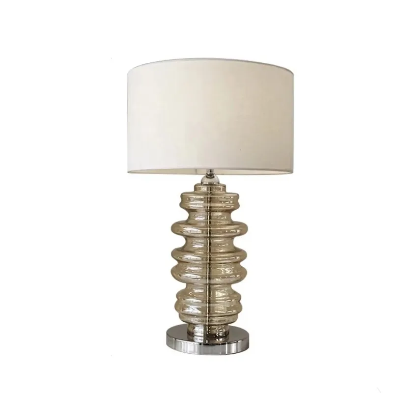 Table lamp Glass table lamp, application scenario, study, lampshade material Linen lampshade shape, drum shape