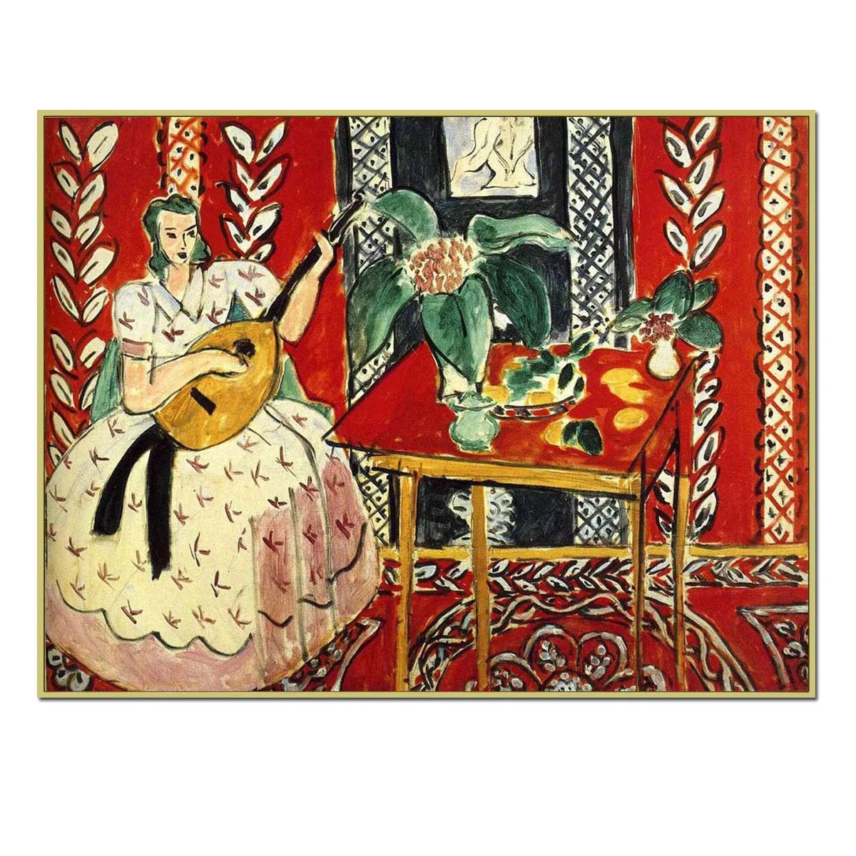 

Hand painted high quality reproduction of The Lute by Henri Matisse modern wall art picture for dining room Home decoration