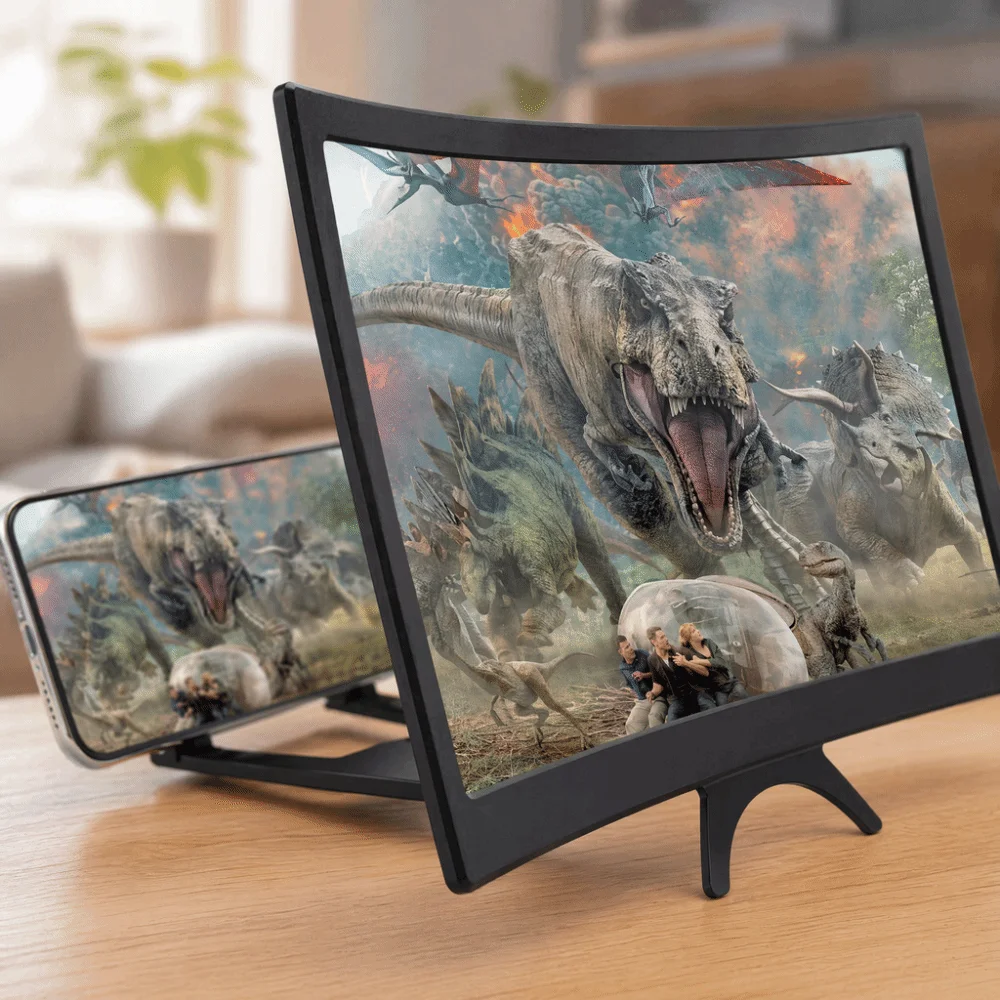 12 Inch 3D Screen Magnifier Bracket Curved Fresnel Lens Phone HD Screen Magnifier Eye Protection Portable Expander Projector