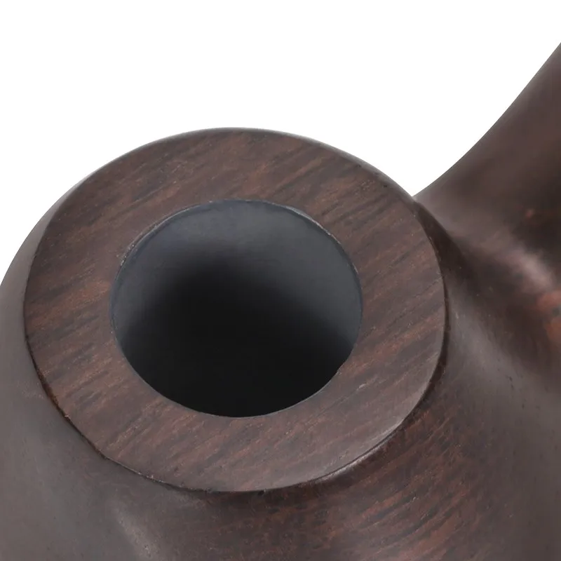 New 9MM Filter Solid Wood Dry Pipe Smoking Craft Brown Ebony Smooth Engraved Handmade Tobacco Pipe