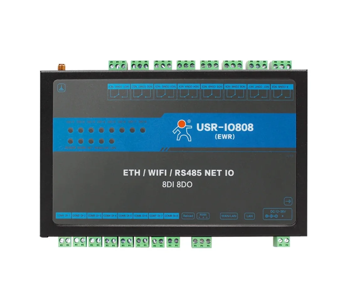 8CH RS485 Port Modbus RTU/Protokol TCP IO808-EWR 8 Cara WIFI Jaringan Ethernet Pengendali IO dengan Pengawas Perangkat Keras