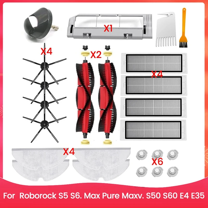 

For Roborocks5 S6. Max Pure Maxv. S50 S60 E4 E35 Robot Vacuum Cleaner Main Side Brush Hepa Filter Mop Cloth Accessories