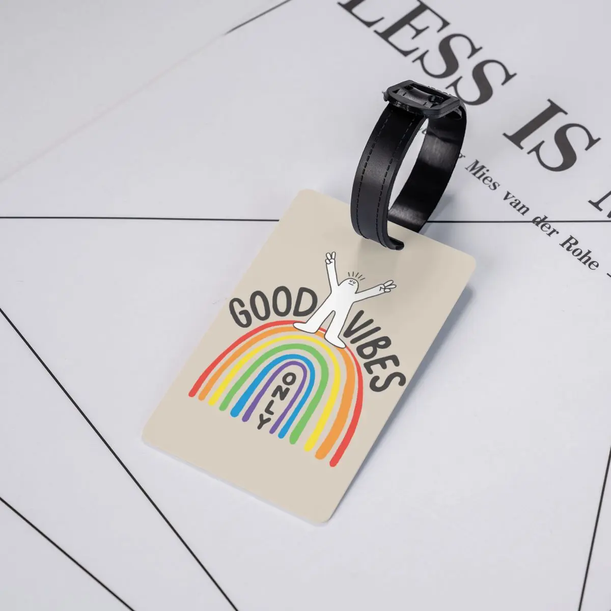 Rainbow Good Vibes Only tag bagasi untuk koper tag bagasi lucu penutup privasi Label ID