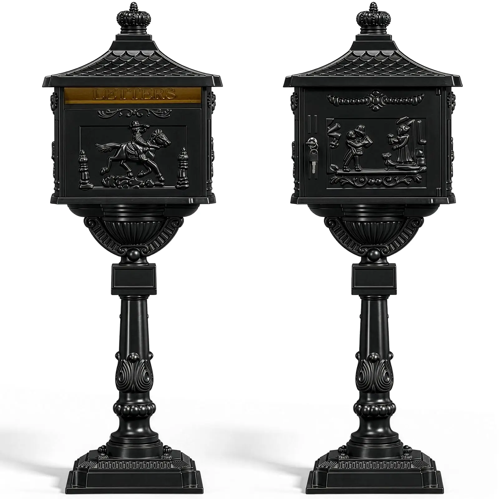 Cast Aluminum Mailbox, Locking Residential Mailboxes,Black