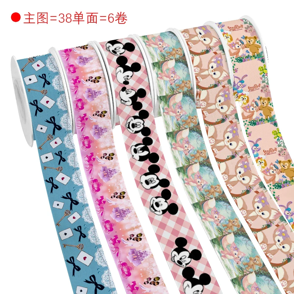 Mini Disney Linabell Printed Grosgrain Mickey Satin Ribbon For DIY Materials Gift Packing Cartoon Ribbons 10 Yards