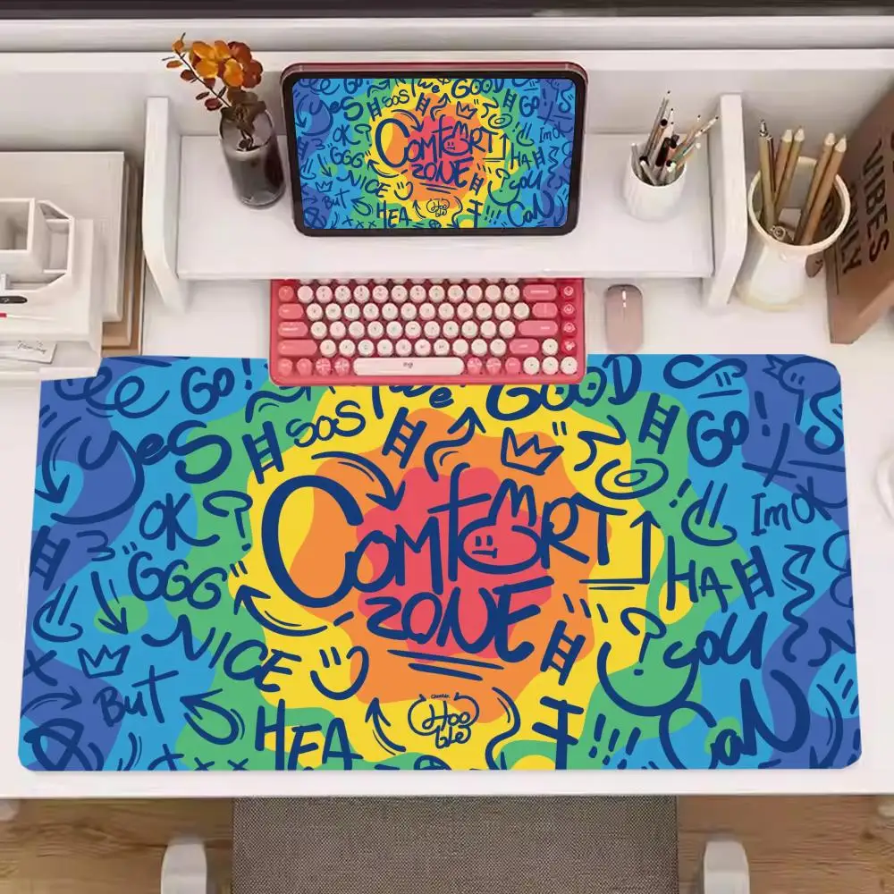 Mouse pad lavável com fundo de borracha antiderrapante, zona de conforto estilo graffiti, adequado para trabalho e jogos e mouse pad de escritório