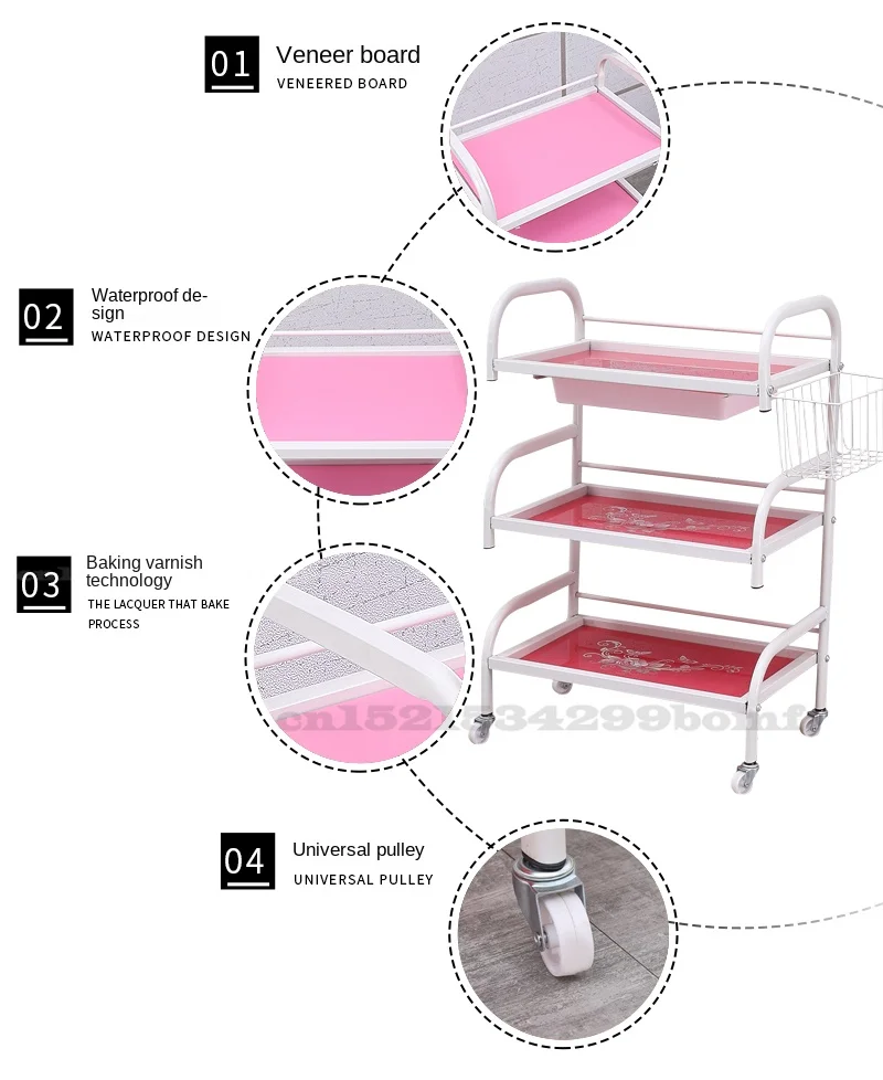 Beauty Cart hairdressing tool cart with drawer on the third floor beauty salon beauty salon cart with Storage basket