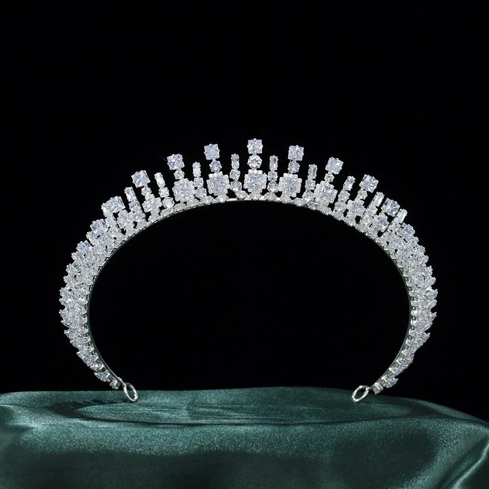 Diadema Lengthened Headband CZ Bridal Crown Women's Crystal Pageant Party Jewelry Wedding Tiara Hair Accessory