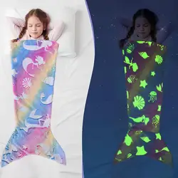 Kids Mermaid Tail Blanket Mermaid Tail Blanket Skin-friendly Wear-resistant Plush Flannel Fleece Ideal Toddler Toy for A Magical