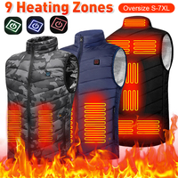 9 Areas Heated Vest Men Jacket Heated Winter Women Electric Usb Heater mountain Jacket Man Thermal Vest Body Warmer Coat 7XL