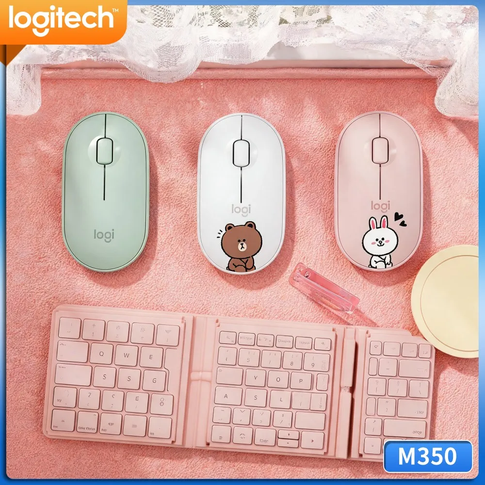 Ultra Slim Silent Click Wireless Mouse Logitech M350 PEBBLE Dual Mode Portable For Desktop Notebook Tablet Home Travel Use