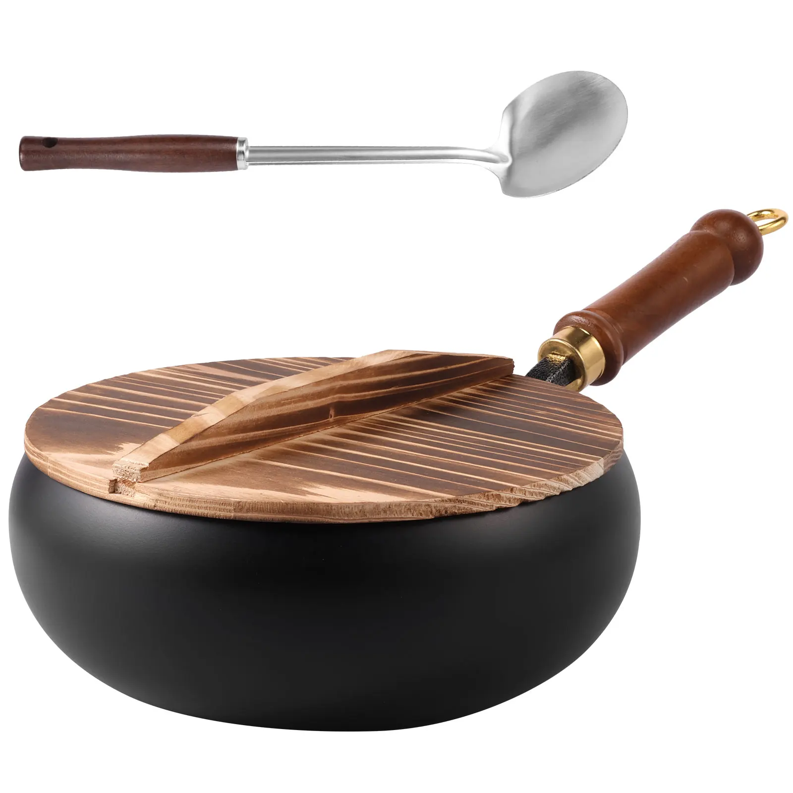 

24cm Iron Wok Pan Skillet Iron Stir Fry Pans Non-stick Cooking Pan for Electric Induction Cooktops Woks Kitchen Supplies