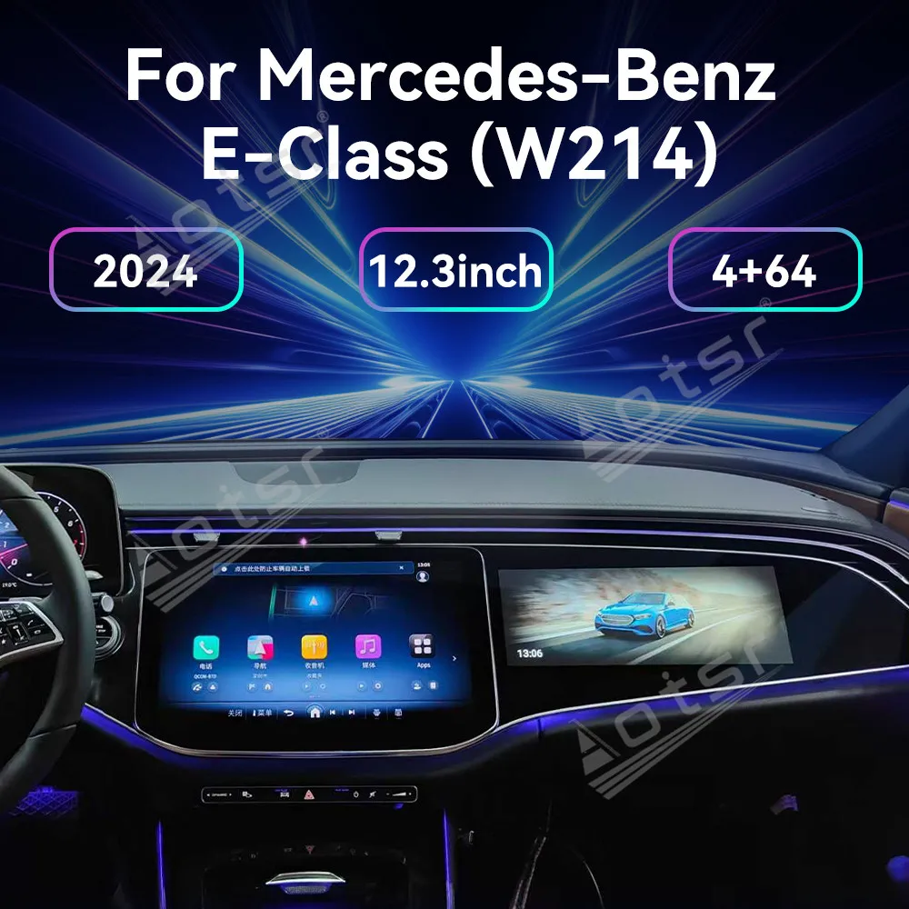 12.3 Inch Co-pilot Screen For Mercedes Benz E-Class 2024 Touch Screen Multimedia Player GPS Navi Headuint Digital QLED Screen