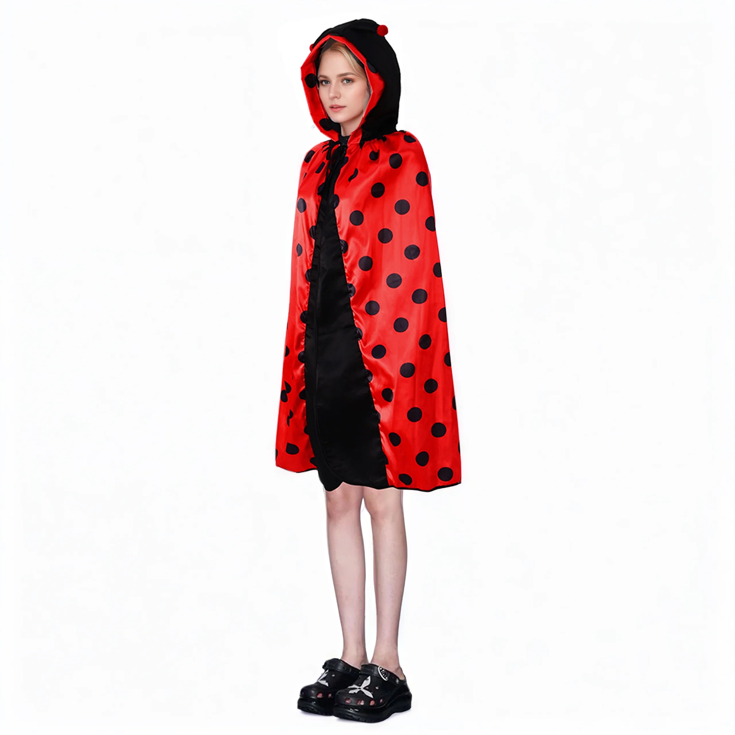 Insecten Cosplay Mantel Zwarte Polka Dot Rode CapeS Kostuum Volwassen Meisjes Halloween Kerst Carnaval Party Prestaties Vrouwen Cape