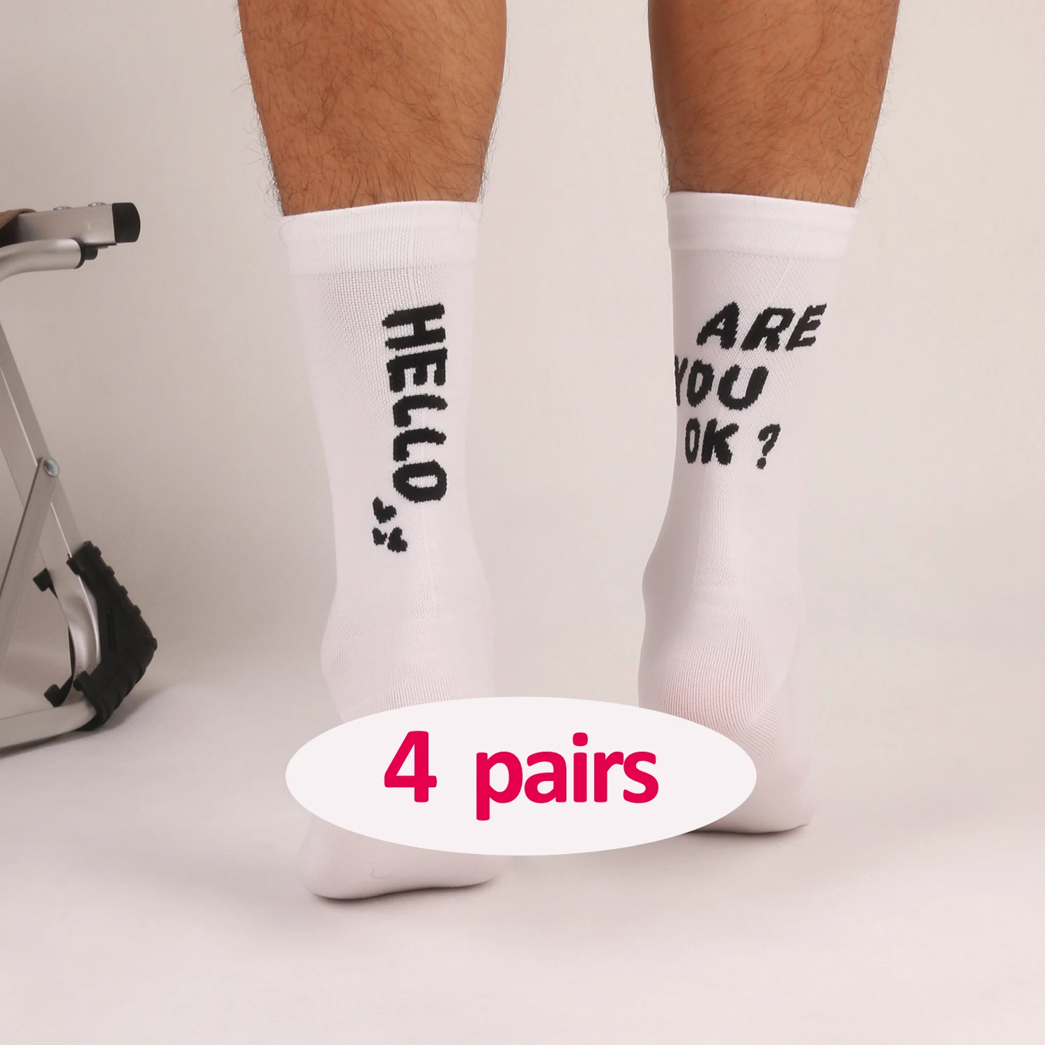 

[4 Pairs] New Summer Style Trendy Cycling Socks, Breathable, Quick-Drying, Sweat-Absorbing, High-Elastic Mid-Calf Socks for Men and Women, Suitable for All Seasons