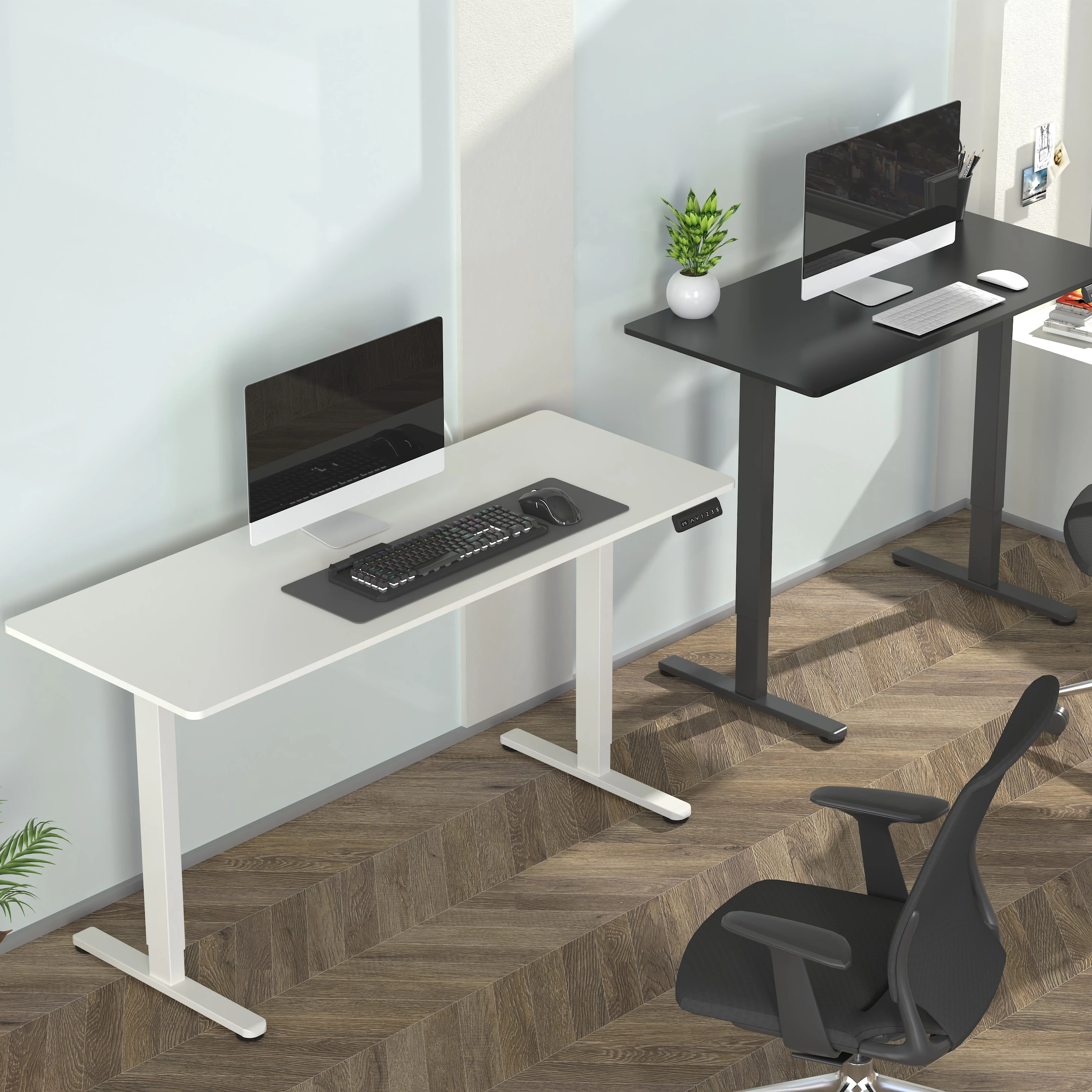 Height Adjustable Dual Motor Standing Desk Frame with 2-stage Reversed Rectangular Column 100kg/220lbs JSD2BM-02-G1