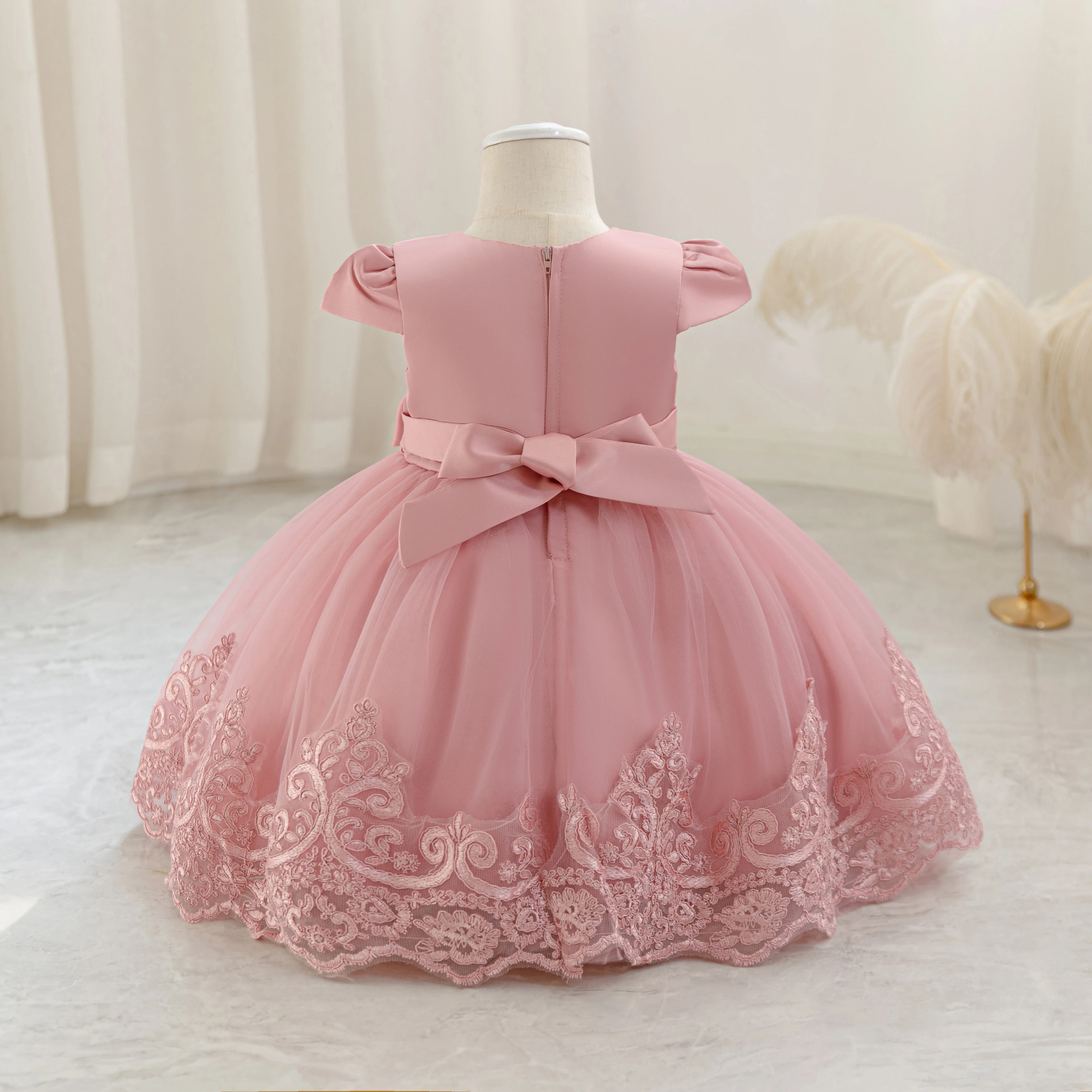 New Pengpeng Birthday Dress Skirt Children Princess Dress Lace Princess Performance Dress Skirt Embroidery Dress Three-Dimension