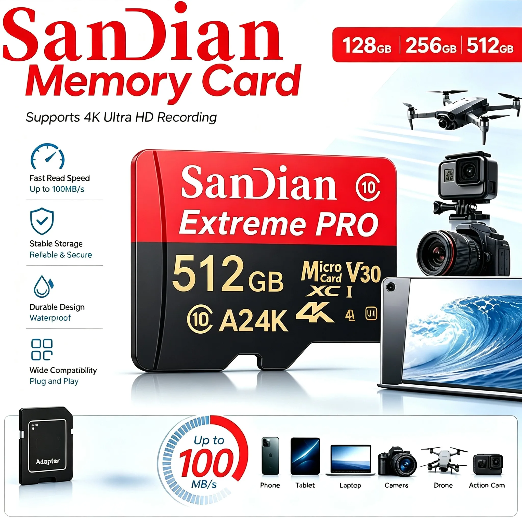 Classic TF Cards 512GB 64GB 128GB Micro TF SD Card Memory Card SD Cards U3 U1 for Smartphone/Tablet/Router/Recorder/Car DVR